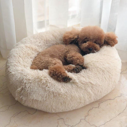 Dog Cushion Bed – Soft Plush Design with Non-Slip Bottom & Washable Cover