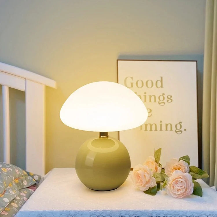 CremeLuxe – Fransk Mushroom Bordlampe med Blød Ambient Belysning