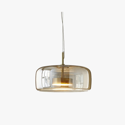 LED Pendant Lamp – Retro Metal and Glass Design with Soft Warm Ambient Lighting