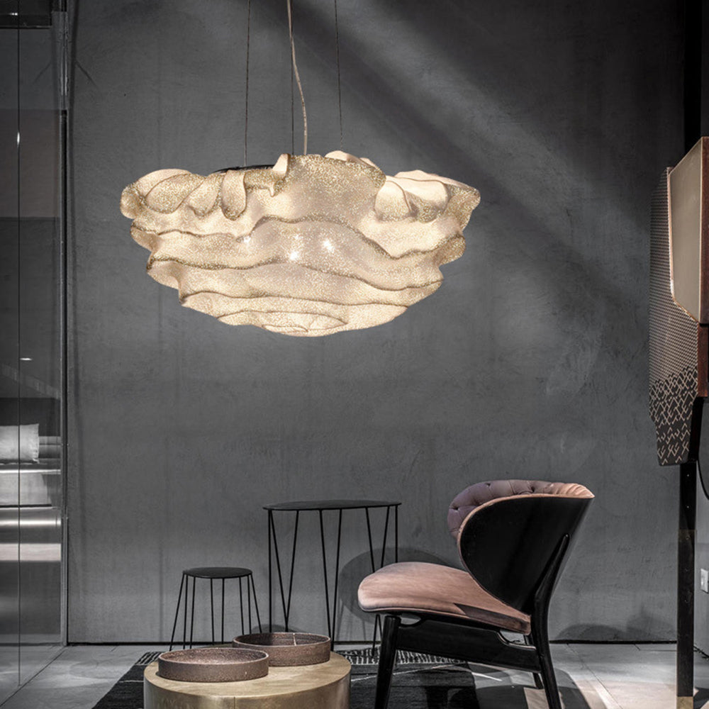 FloralAura - Elegant Blomster-LED-pendel i Hvidt Metal