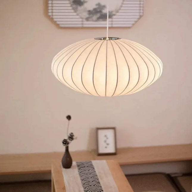 Silk Pendant Lamp – Japandi-Inspired Design with Soft Ambient Glow