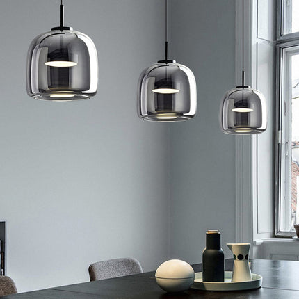 LED Pendant Lamp – Retro Metal and Glass Design with Soft Warm Ambient Lighting
