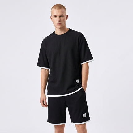 Men’s Lounge Set – Waffle Knit T-Shirt and Drawstring Shorts Set