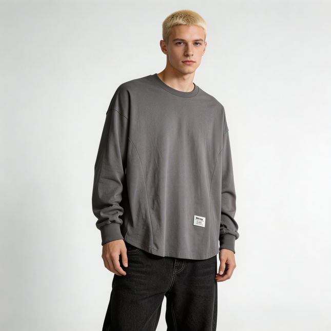 Men’s Oversized Sweatshirt – Drop Hem Crewneck for Casual Everyday Wear