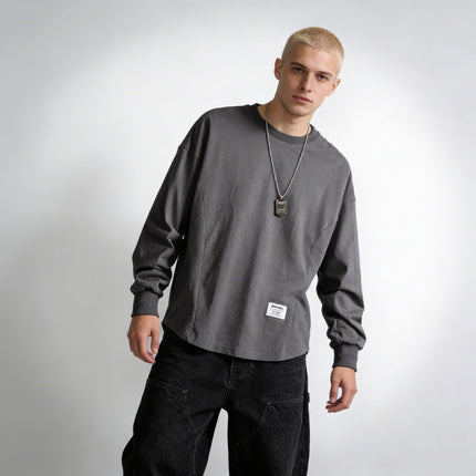 Men’s Oversized Sweatshirt – Drop Hem Crewneck for Casual Everyday Wear