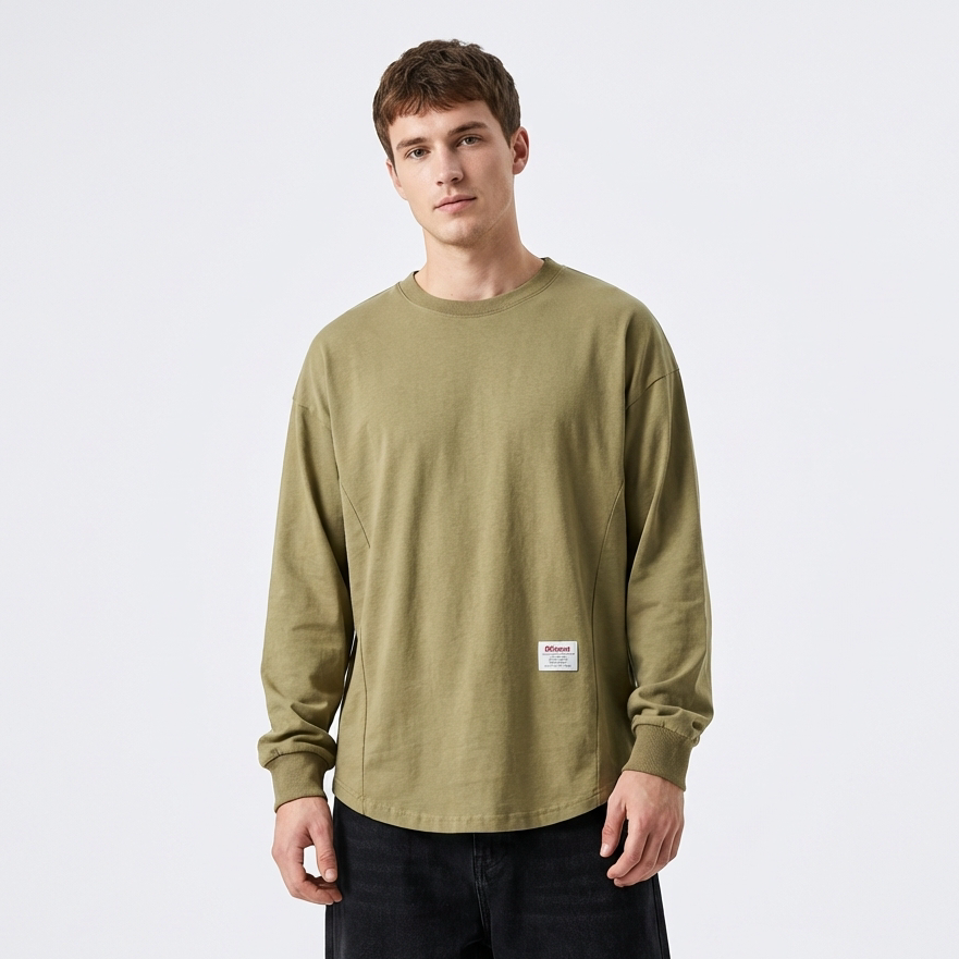Men’s Oversized Sweatshirt – Drop Hem Crewneck for Casual Everyday Wear