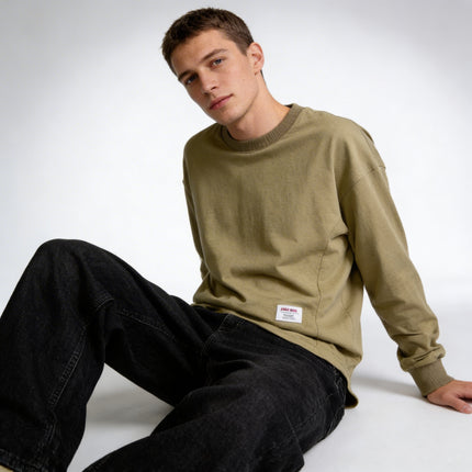 Men’s Oversized Sweatshirt – Drop Hem Crewneck for Casual Everyday Wear