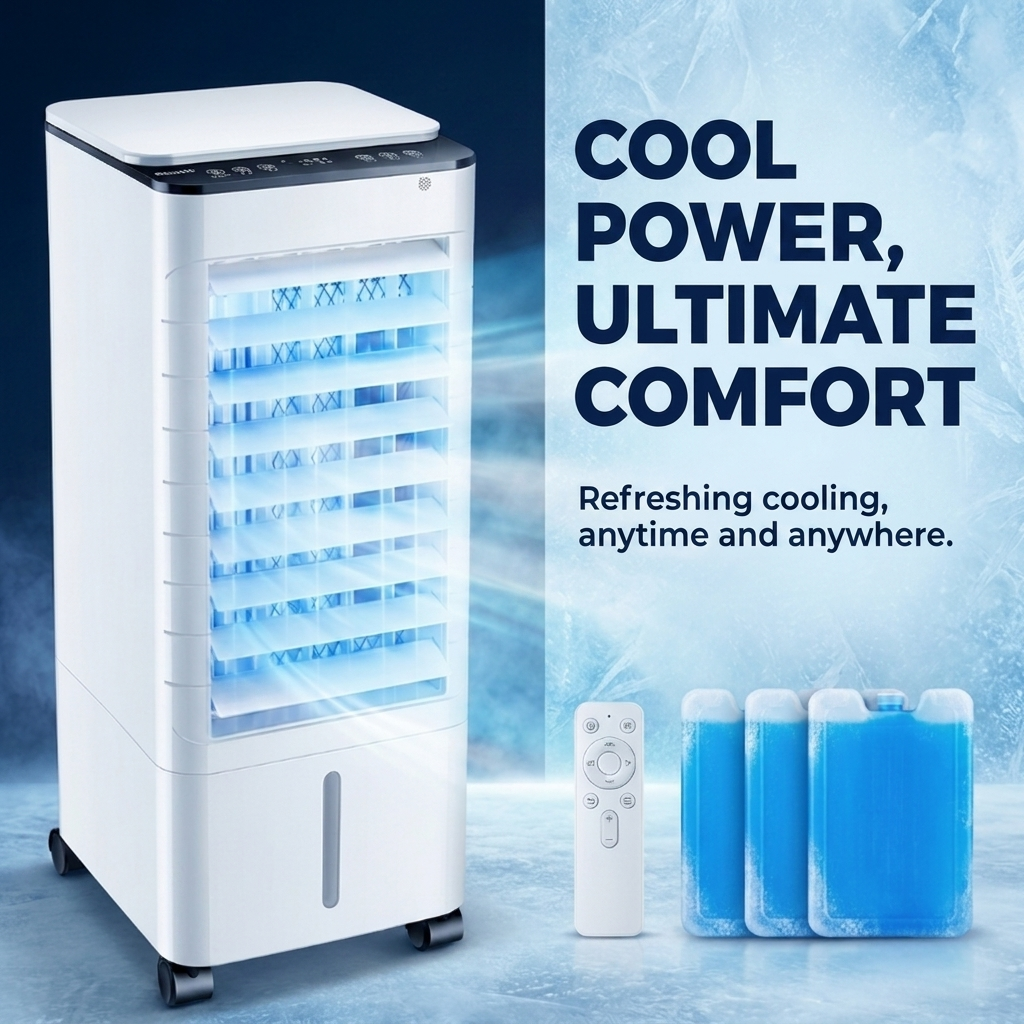 Portable Air Cooler – 3-in-1 Evaporative Cooling, Humidifier & Quiet Room Fan