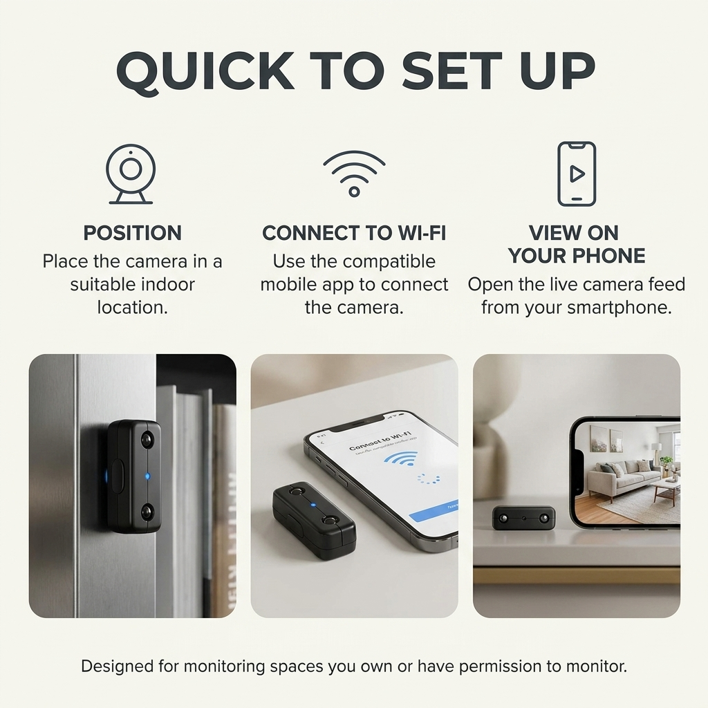 Mini caméra de sécurité – Sans WiFi, vision nocturne et détection de mouvement
