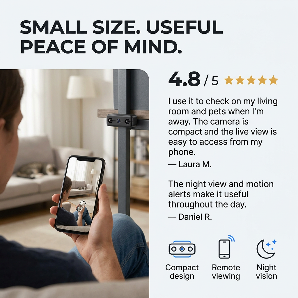 Mini caméra de sécurité – Sans WiFi, vision nocturne et détection de mouvement