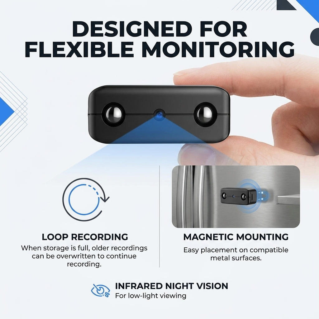 Mini caméra de sécurité – Sans WiFi, vision nocturne et détection de mouvement