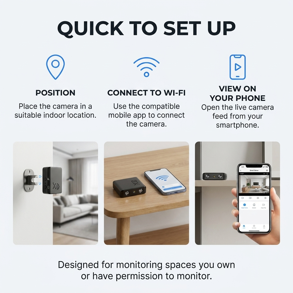 Mini caméra de sécurité – Sans WiFi, vision nocturne et détection de mouvement