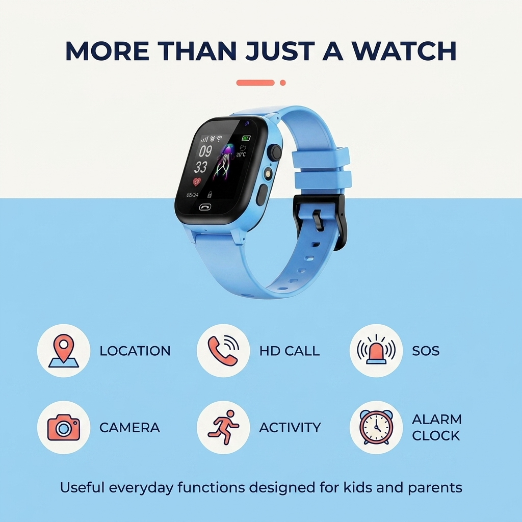 Slim GPS-horloge voor kinderen – 4G-bellen, SOS-knop & realtime GPS-tracking