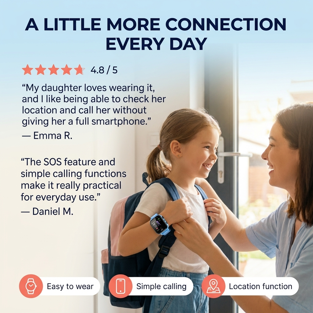Slim GPS-horloge voor kinderen – 4G-bellen, SOS-knop & realtime GPS-tracking