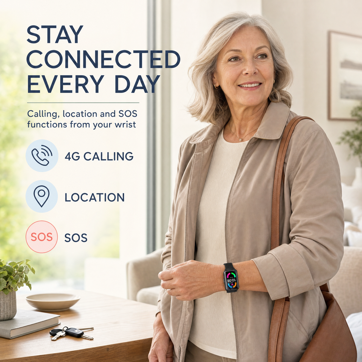 Montre connectée senior – Suivi GPS 4G, détection de chute et appel SOS