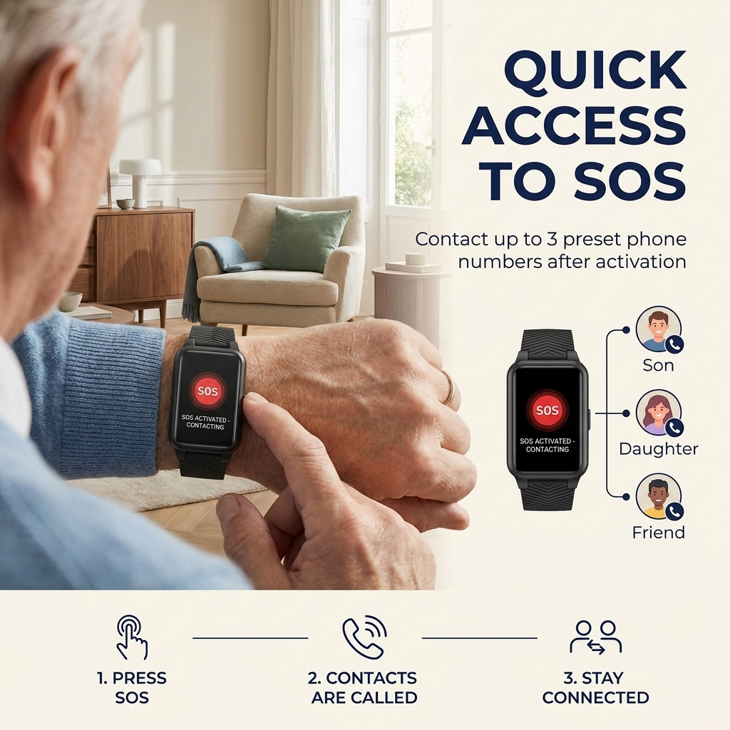 Montre connectée senior – Suivi GPS 4G, détection de chute et appel SOS