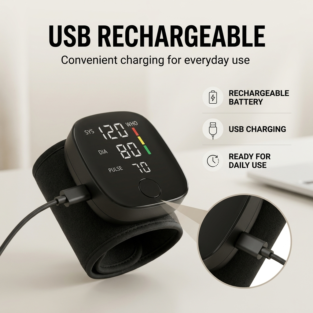 Digital Wrist Blood Pressure Monitor – Automatic Home Monitor with LED Display