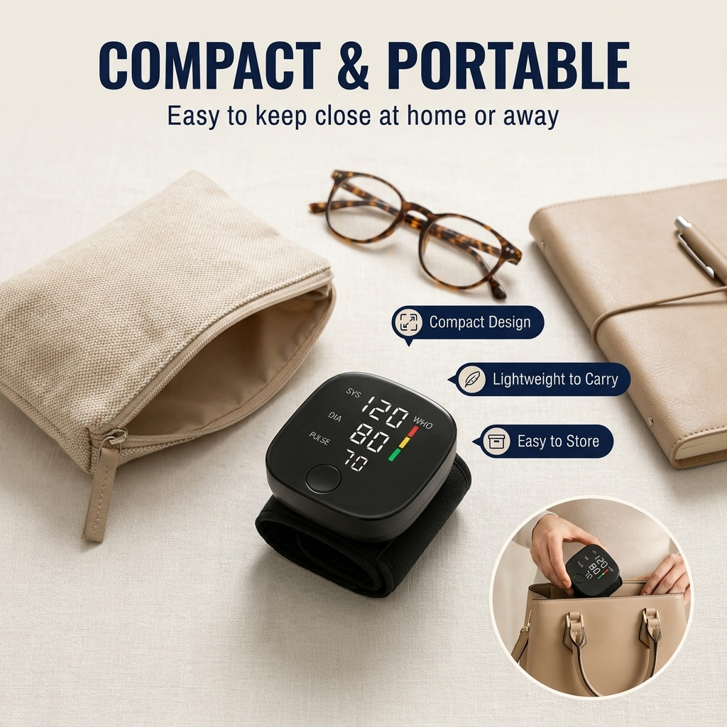 Digital Wrist Blood Pressure Monitor – Automatic Home Monitor with LED Display