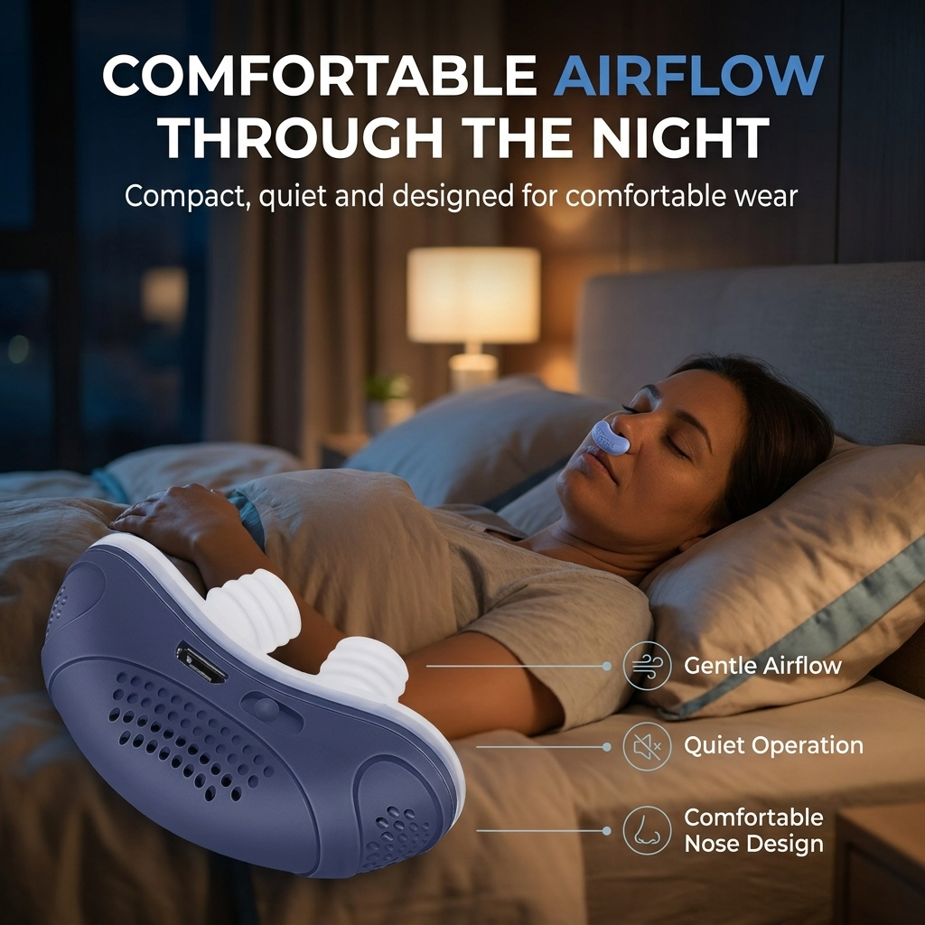 Portable Airflow Device – Compact, Silent Micro Air-Pump with Comfortable Nose Design