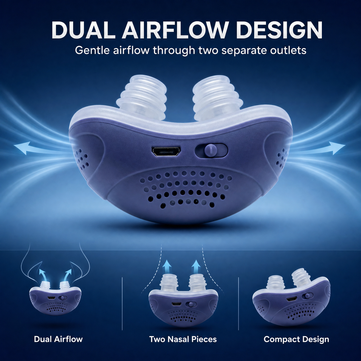 Portable Airflow Device – Compact, Silent Micro Air-Pump with Comfortable Nose Design