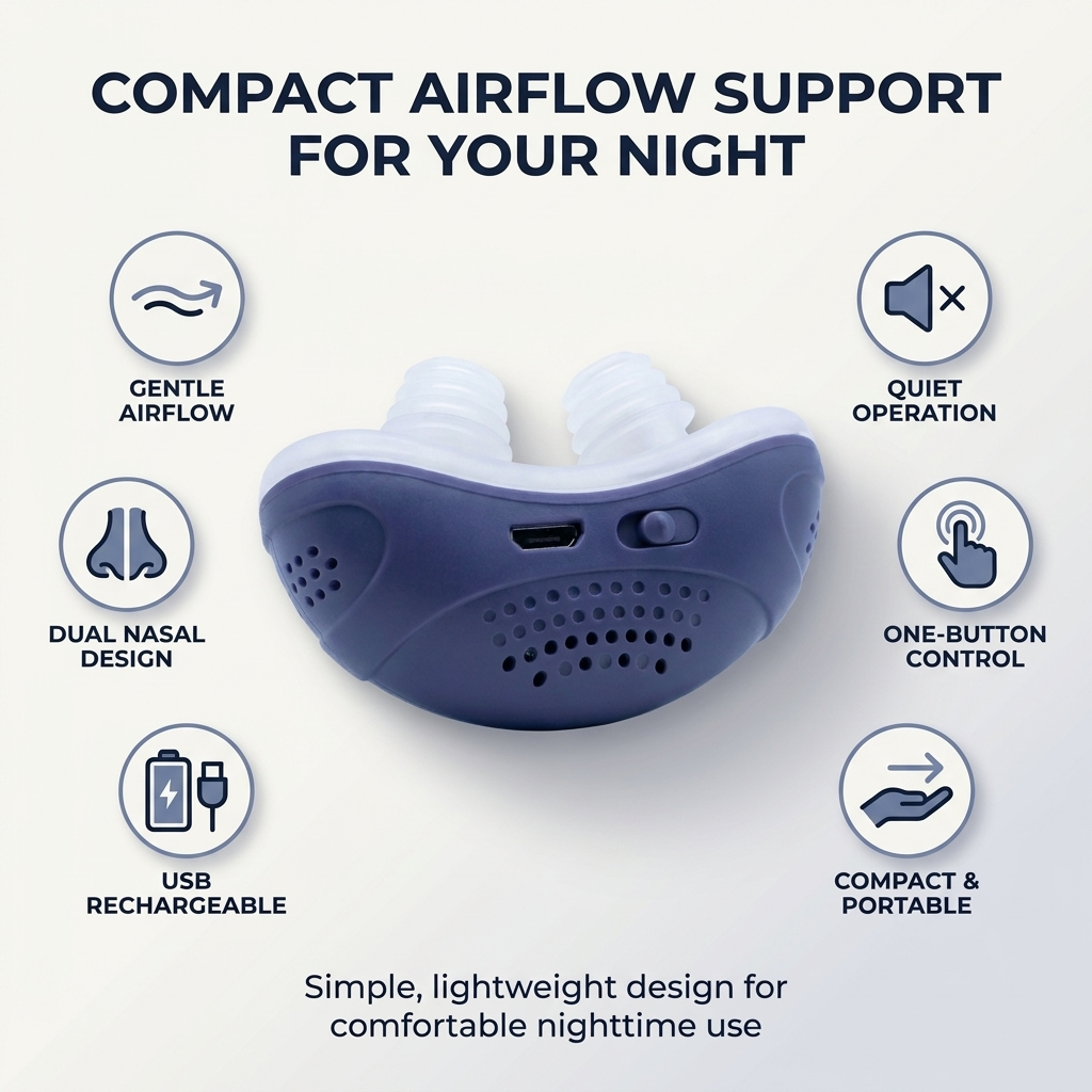 Portable Airflow Device – Compact, Silent Micro Air-Pump with Comfortable Nose Design