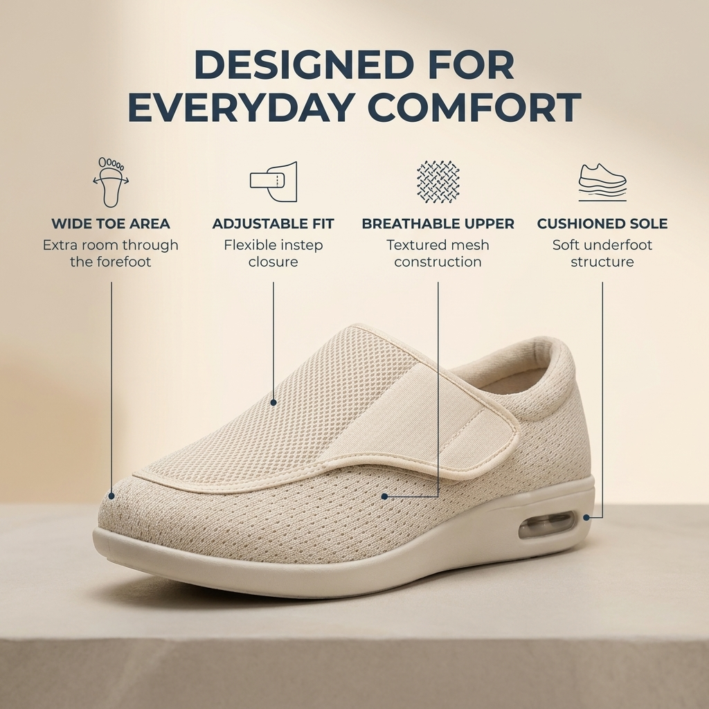 Men’s Walking Shoes – Wide Fit Slip-On Shoes for Everyday Comfort