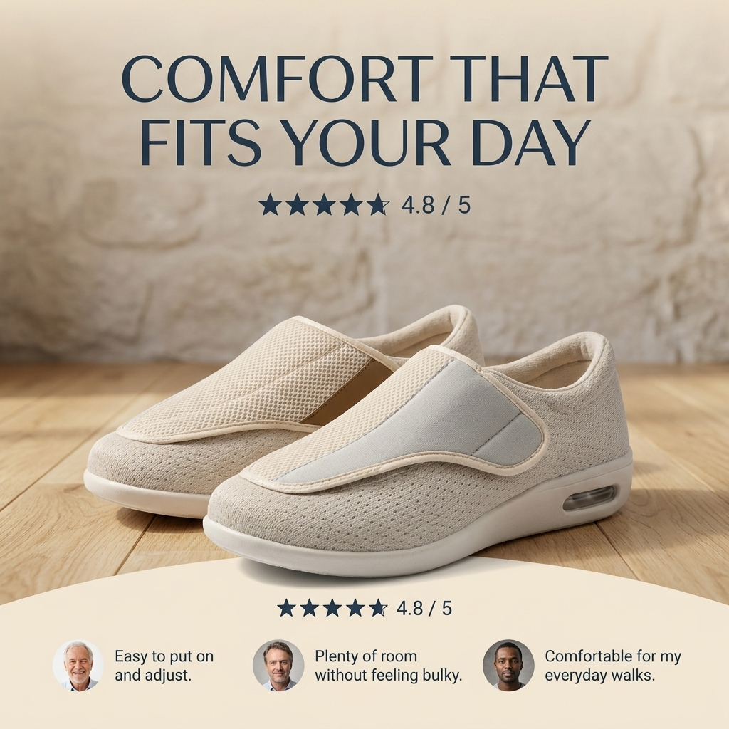 Men’s Walking Shoes – Wide Fit Slip-On Shoes for Everyday Comfort