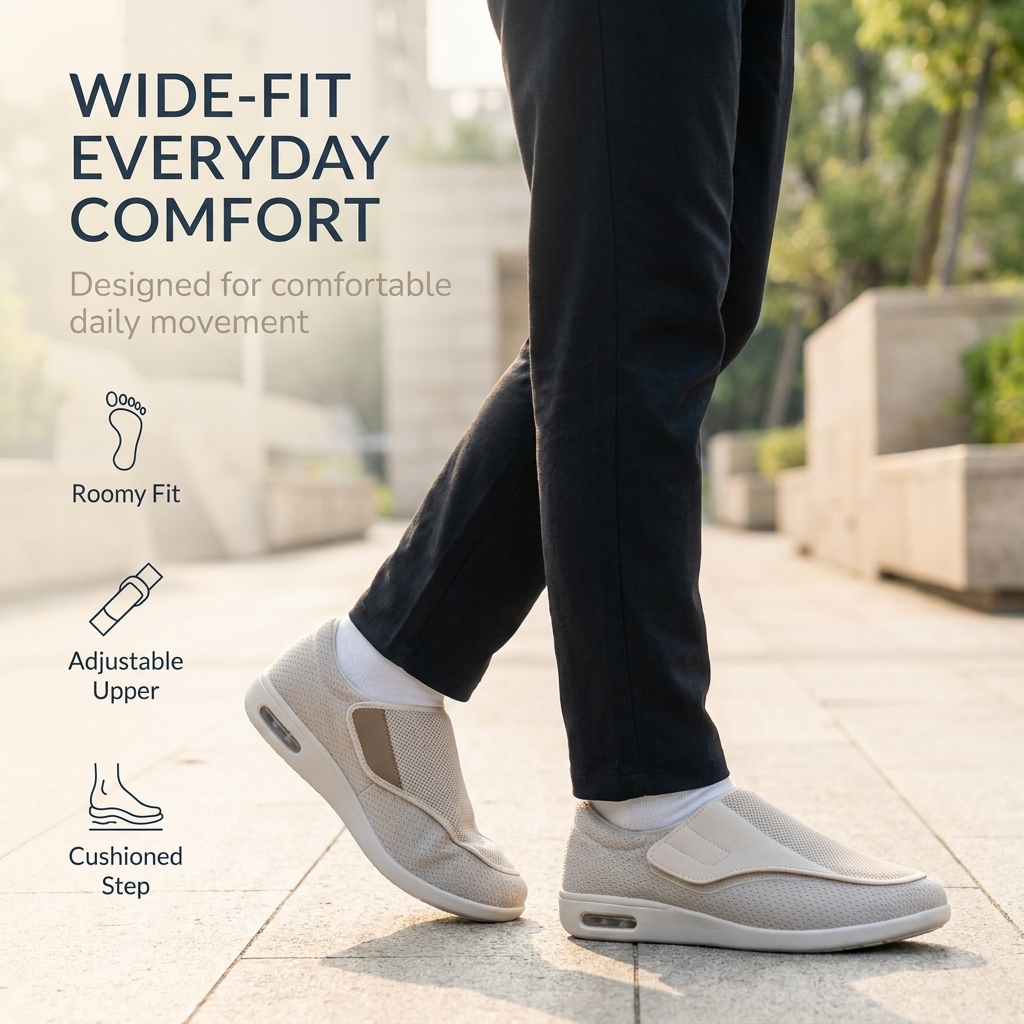 Men’s Walking Shoes – Wide Fit Slip-On Shoes for Everyday Comfort