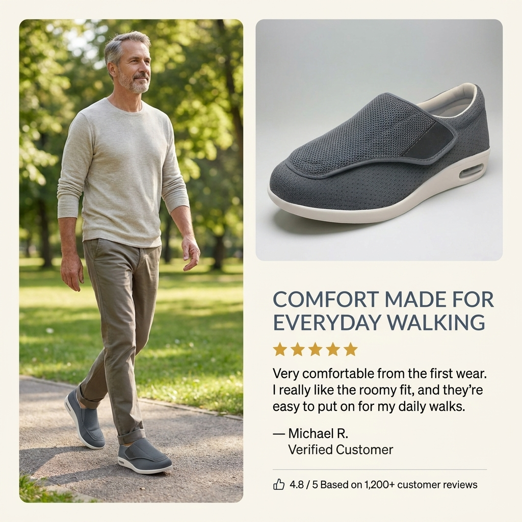 Men’s Walking Shoes – Wide Fit Slip-On Shoes for Everyday Comfort