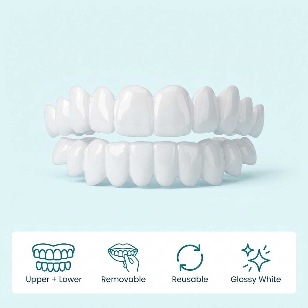 Facettes à clipser – Couvre-dents amovibles supérieurs et inférieurs