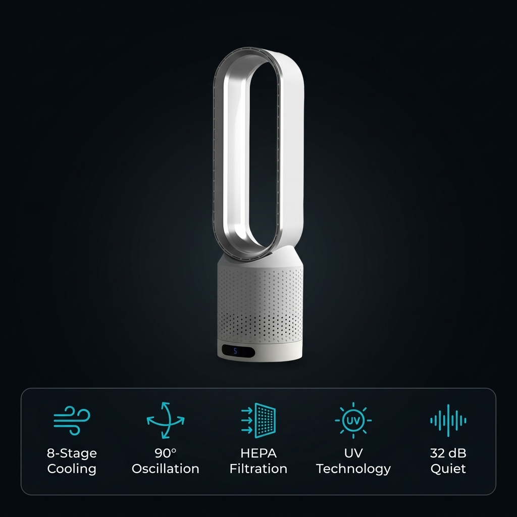 AirPure 3-in-1 Air Cooler with HEPA Filtration, UV Purification and Quiet Whole-Room Cooling