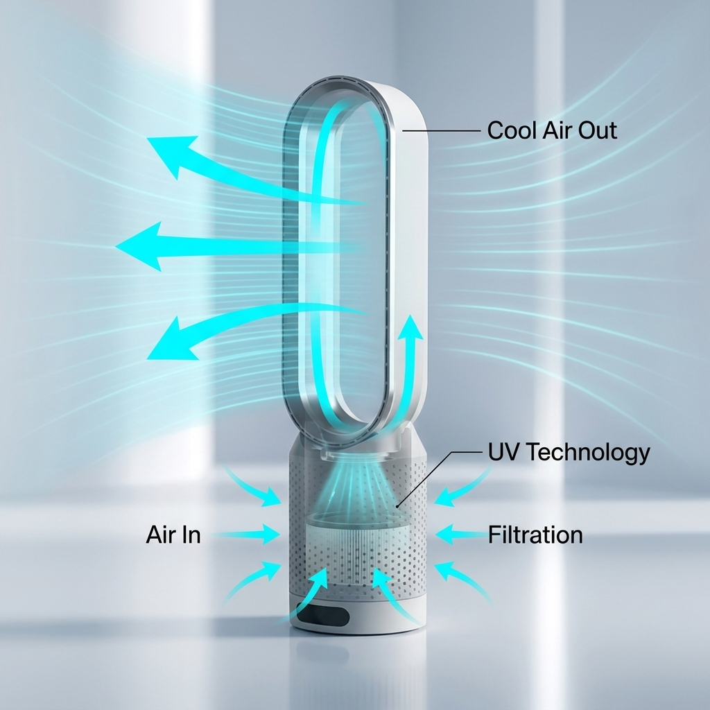 AirPure 3-in-1 Air Cooler with HEPA Filtration, UV Purification and Quiet Whole-Room Cooling