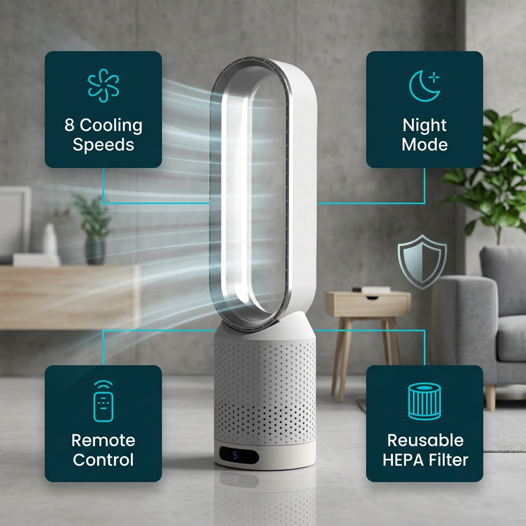 AirPure 3-in-1 Air Cooler with HEPA Filtration, UV Purification and Quiet Whole-Room Cooling