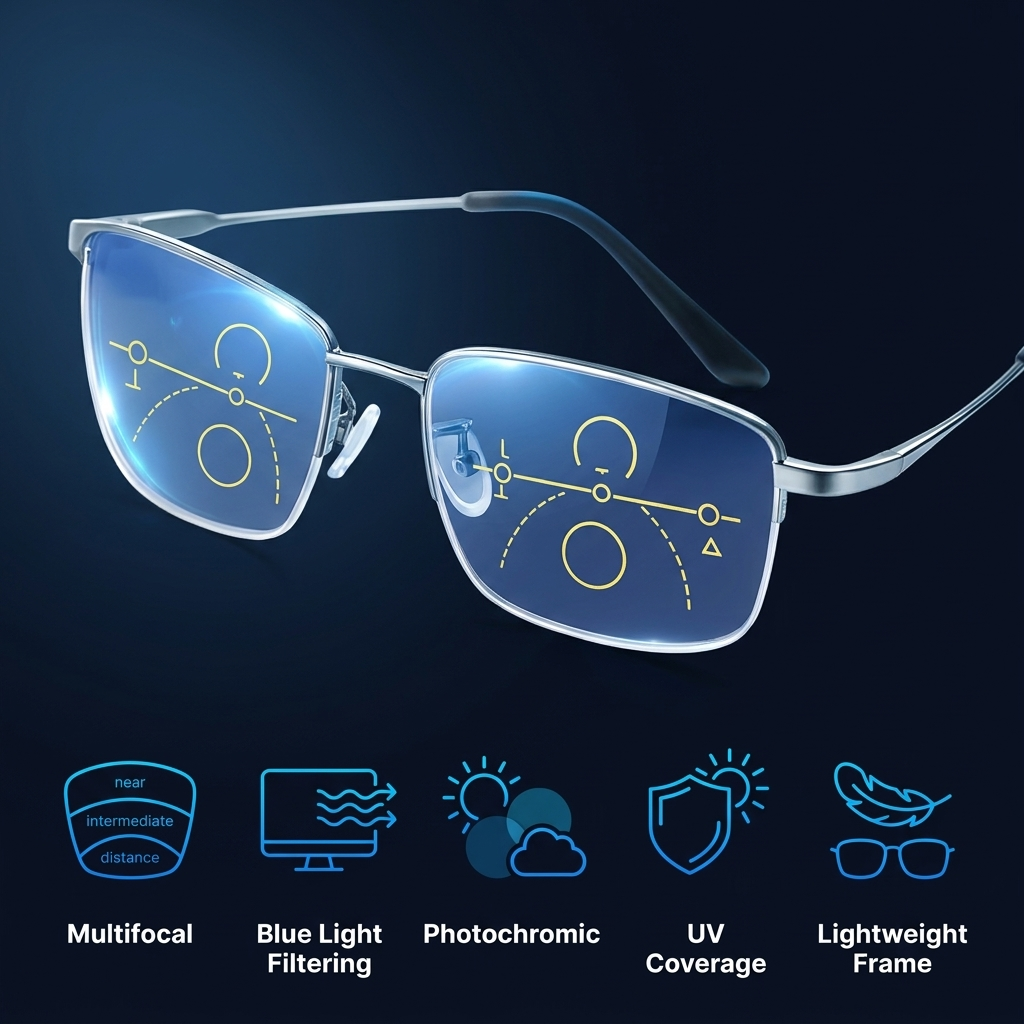 Progressieve multifocale bril – meekleurende leesbril met blauwlichtfilter
