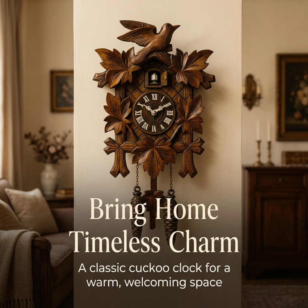 Classic Black Forest Cuckoo Clock with Authentic Sound and Rustic Decorative Design