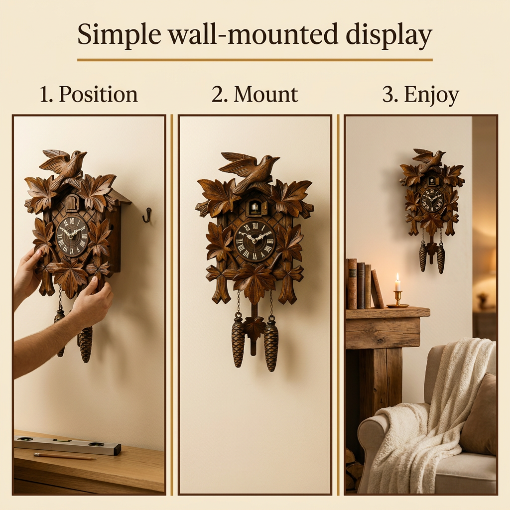 Classic Black Forest Cuckoo Clock with Authentic Sound and Rustic Decorative Design