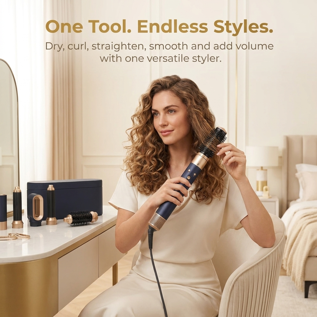 5-in-1 Hair Styler – Powerful 1000W Tool with Ionic Technology & Versatile Attachments