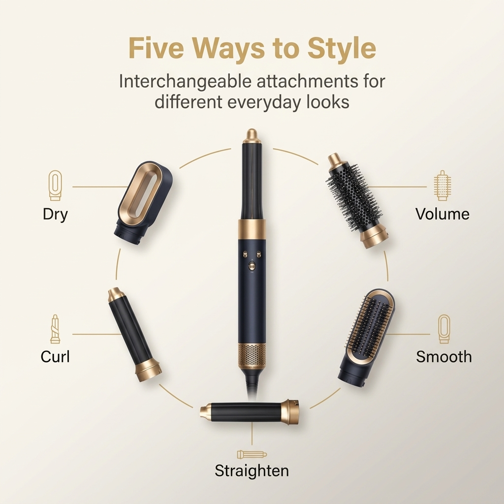 5-in-1 Hair Styler – Powerful 1000W Tool with Ionic Technology & Versatile Attachments