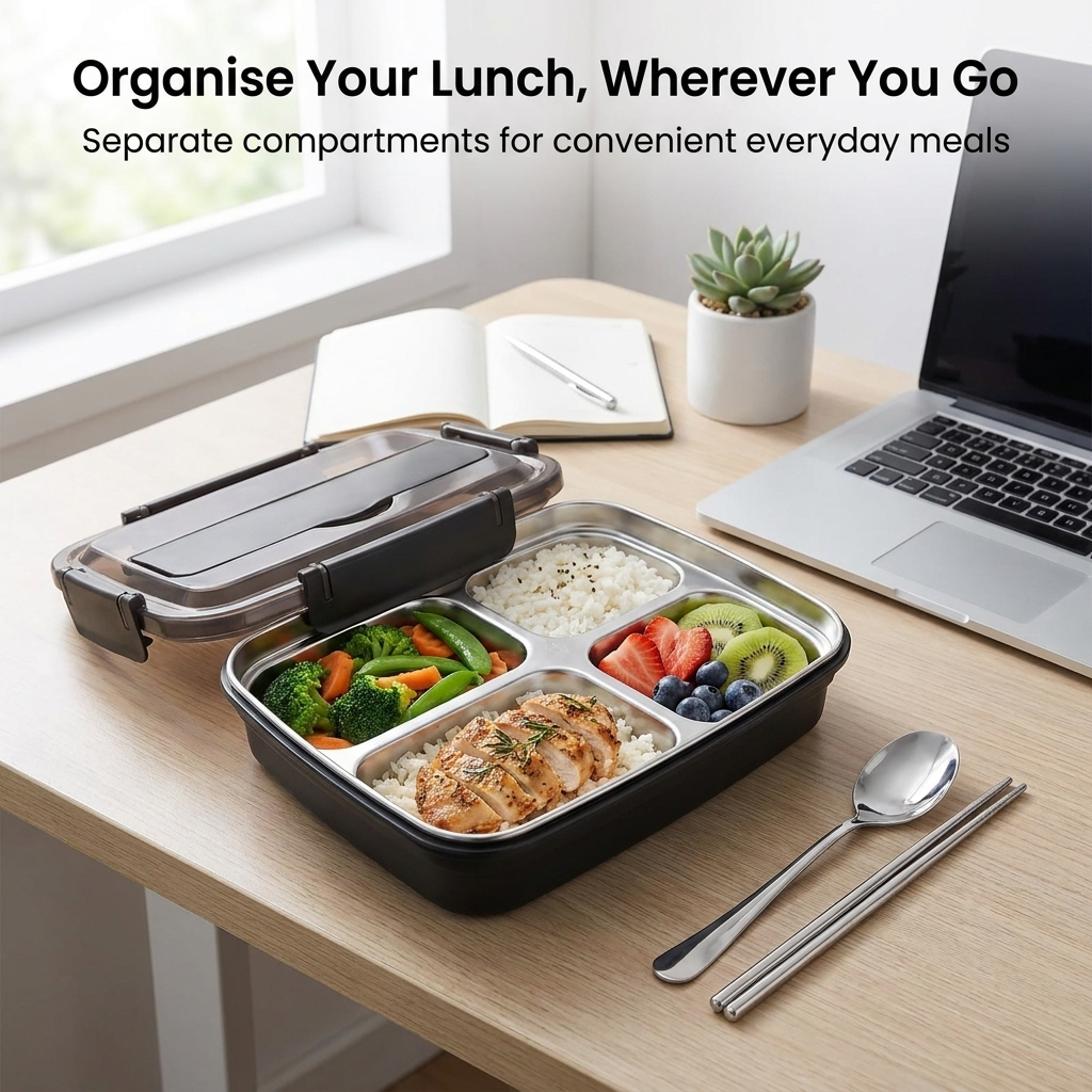 Stainless Steel Lunch Box – Leak-Resistant Compartments & Durable, Lightweight Design