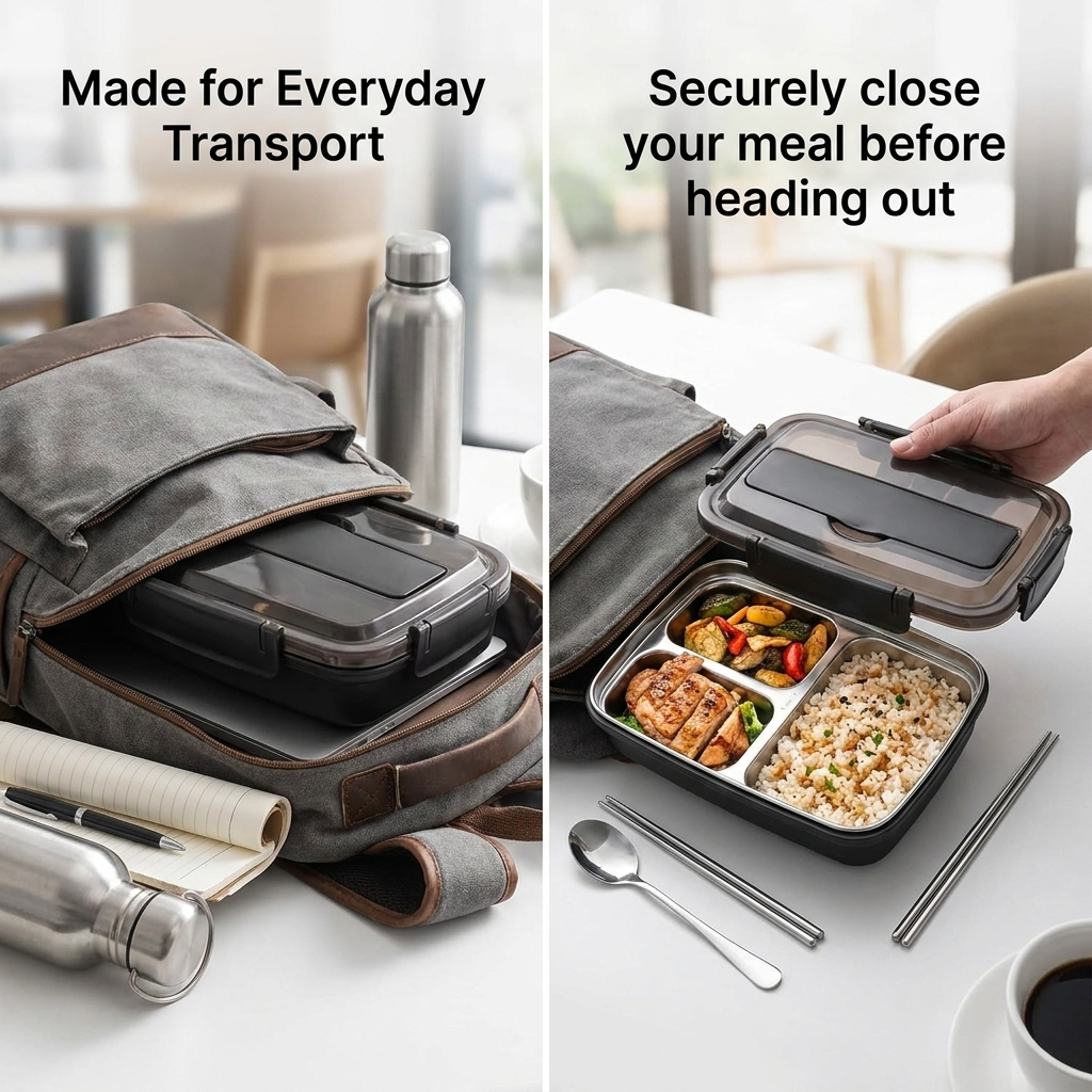Stainless Steel Lunch Box – Leak-Resistant Compartments & Durable, Lightweight Design