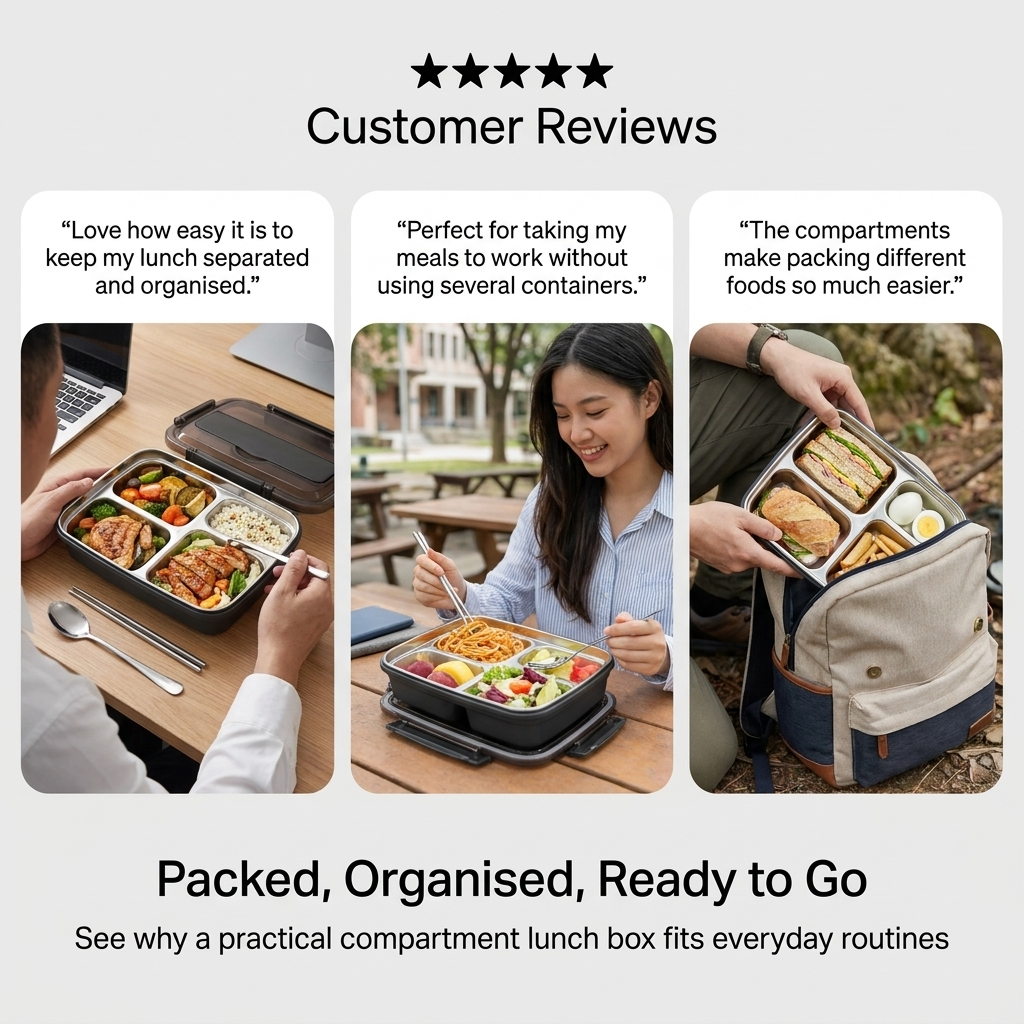 Stainless Steel Lunch Box – Leak-Resistant Compartments & Durable, Lightweight Design