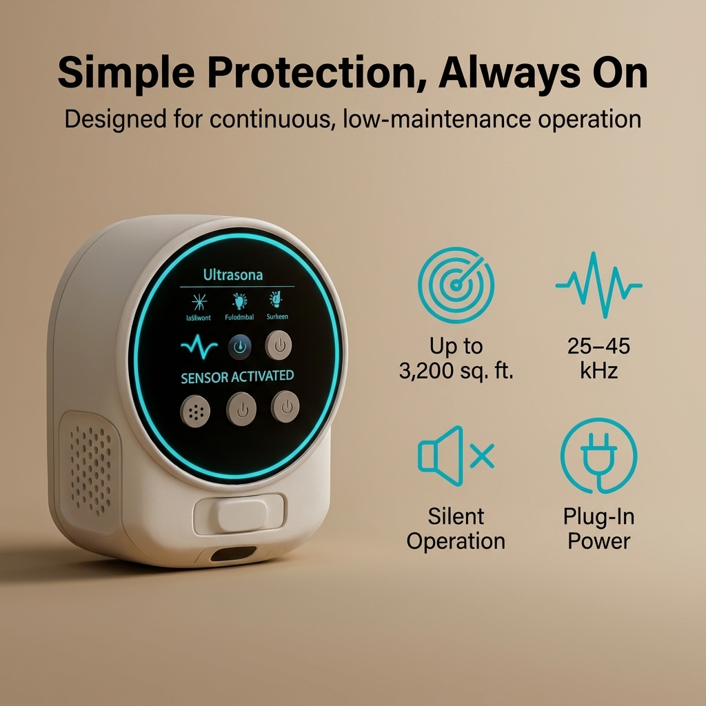 Ultrasonic Rodent Repeller – 3200 sq ft Coverage, Silent & Plug-In Design