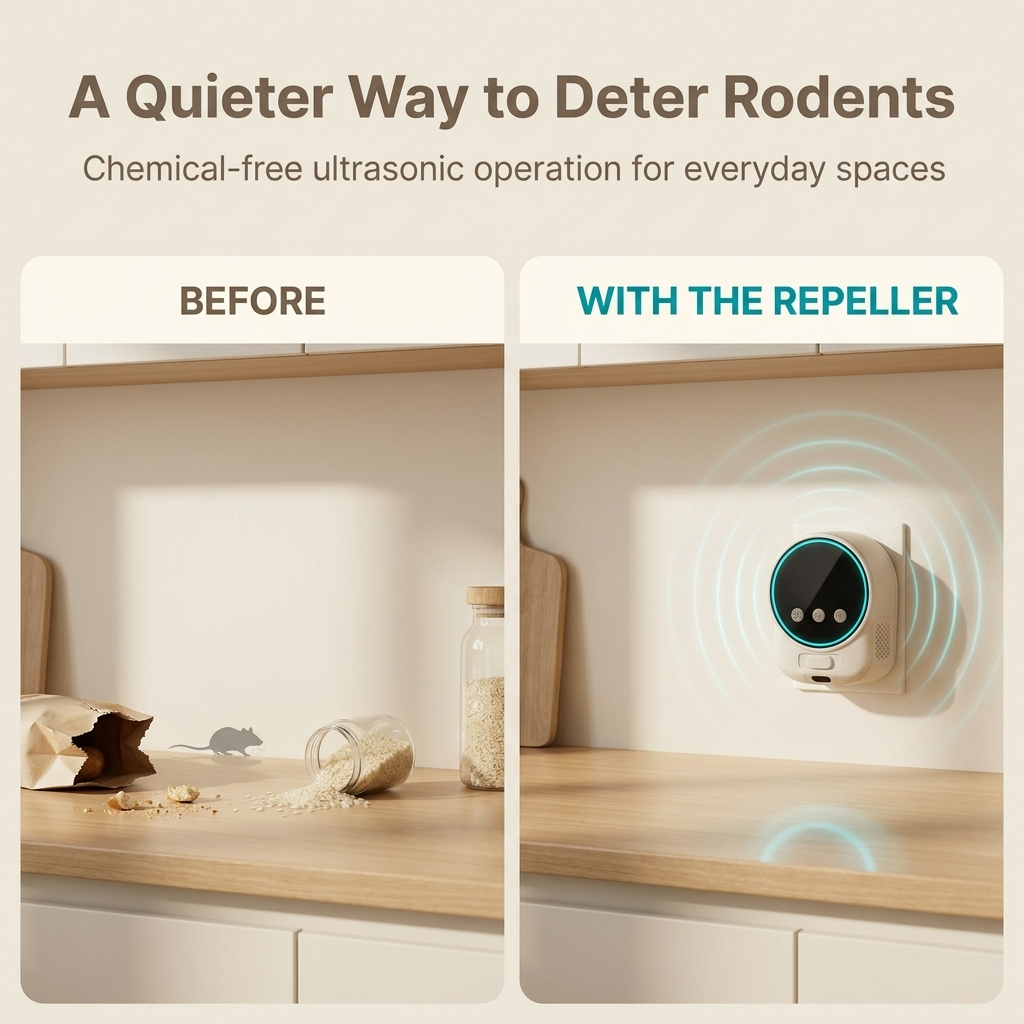 Ultrasonic Rodent Repeller – 3200 sq ft Coverage, Silent & Plug-In Design