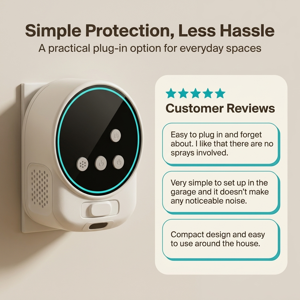Ultrasonic Rodent Repeller – 3200 sq ft Coverage, Silent & Plug-In Design