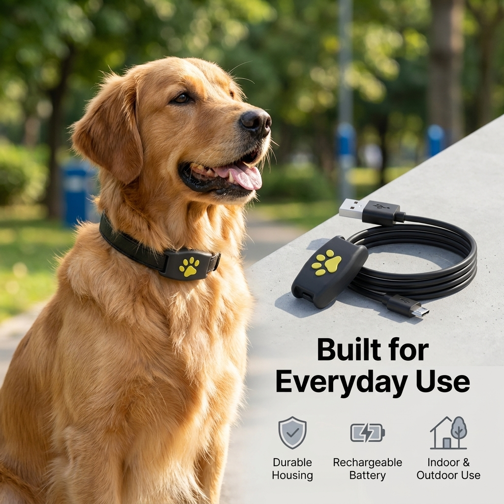 Pet Tracker for Dogs & Cats – Compact Collar Tag with App Location & Long Battery Life