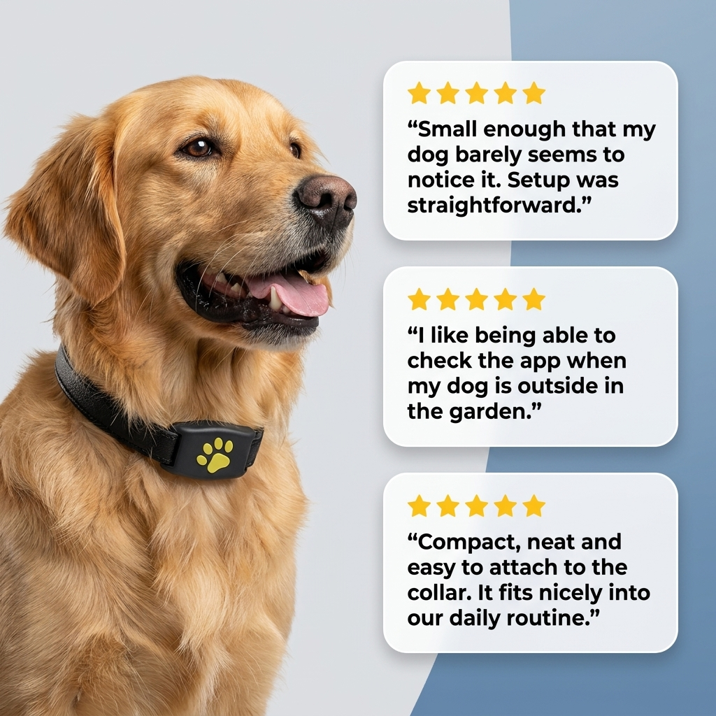 Pet Tracker for Dogs & Cats – Compact Collar Tag with App Location & Long Battery Life