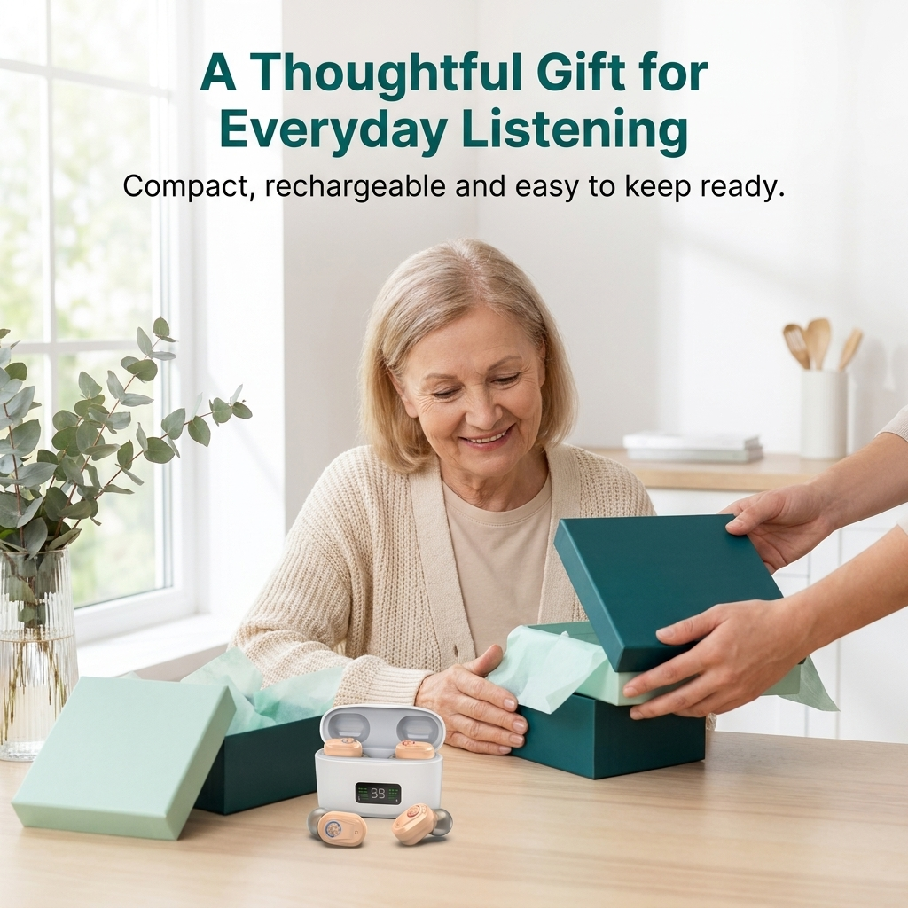 Rechargeable Hearing Aids – Noise Reduction & LED Charging Case