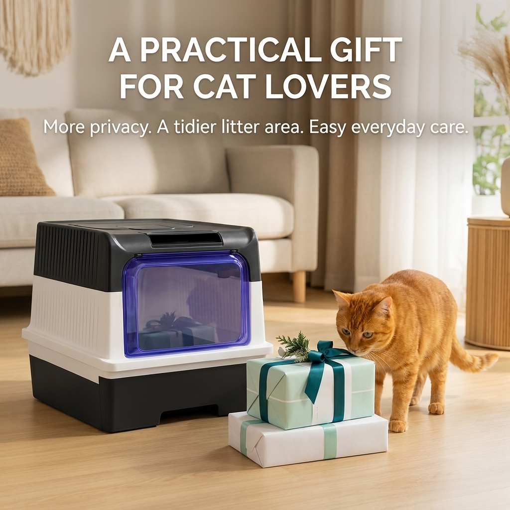 Bac à litière pour chat – Design fermé avec lumière UV et tiroir facile à nettoyer