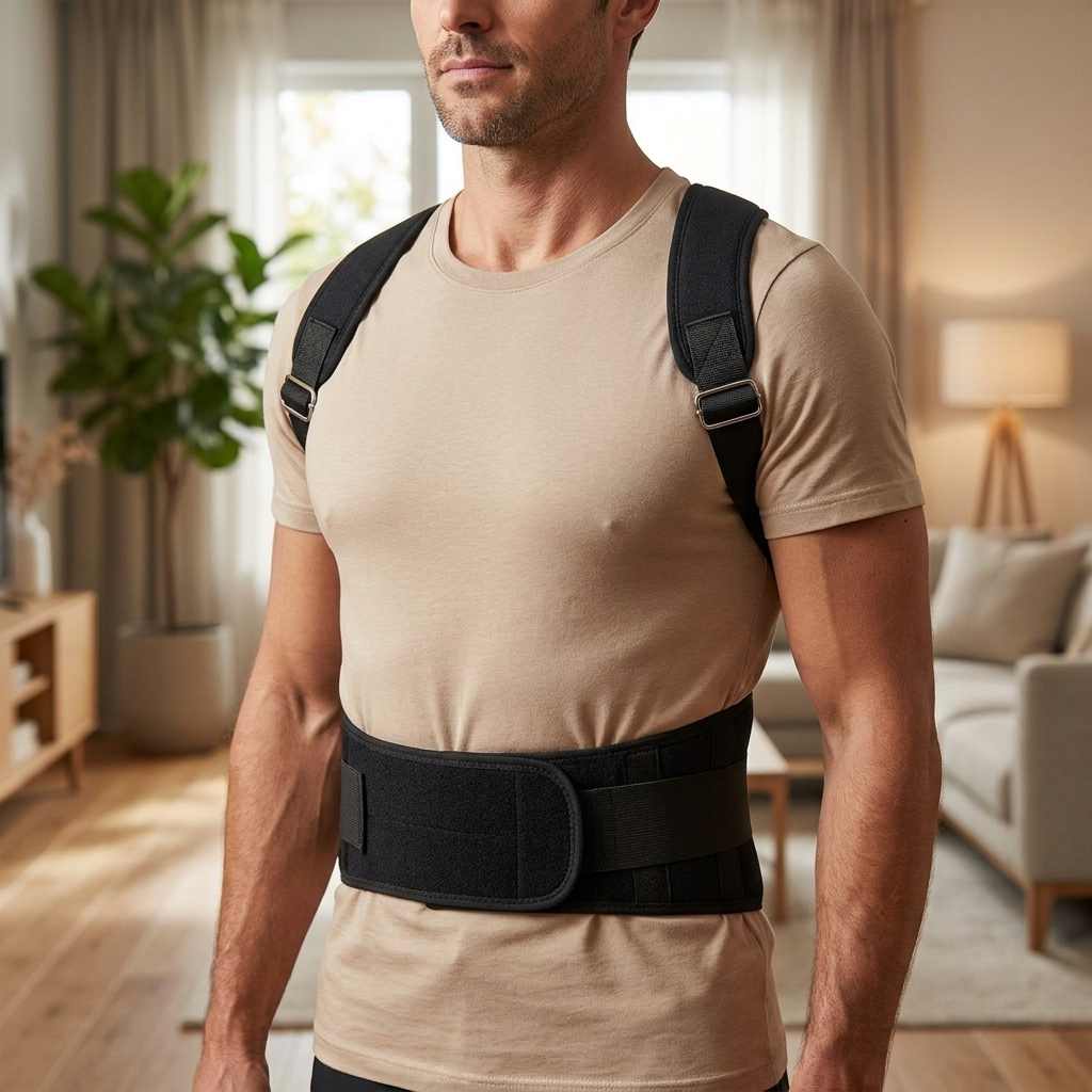 Correcteur de posture avec ceinture dorsale – Support complet réglable pour hommes et femmes