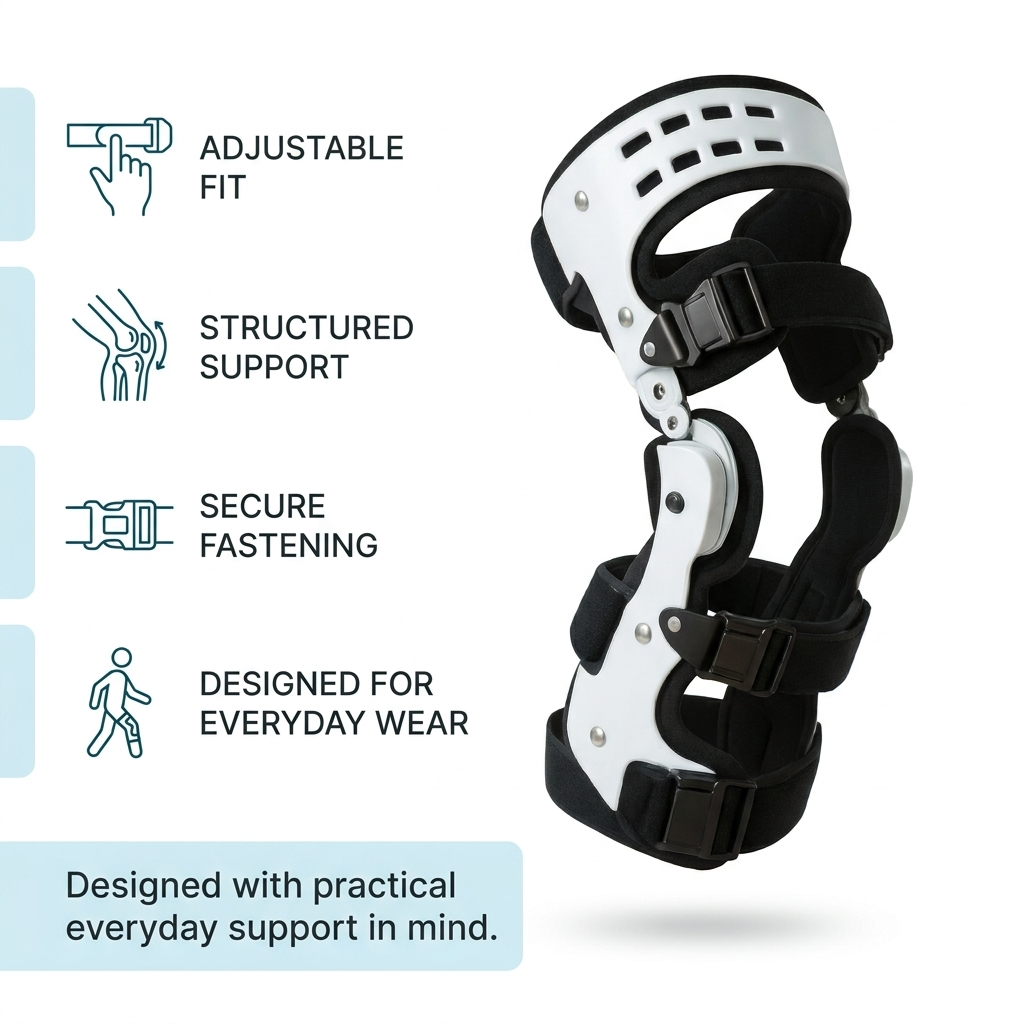 Knee Support Brace – Adjustable Fit, Medial & Lateral Stabilization Design
